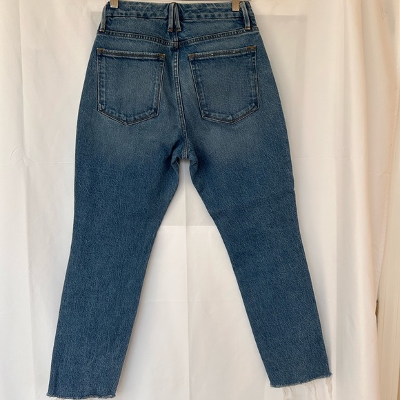 Good American High Waist Raw Hem Blue Jeans - Picture 5 of 5